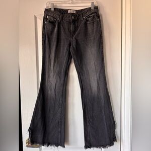 Free People Raw Hem Vintage Flare Black Jeans 27